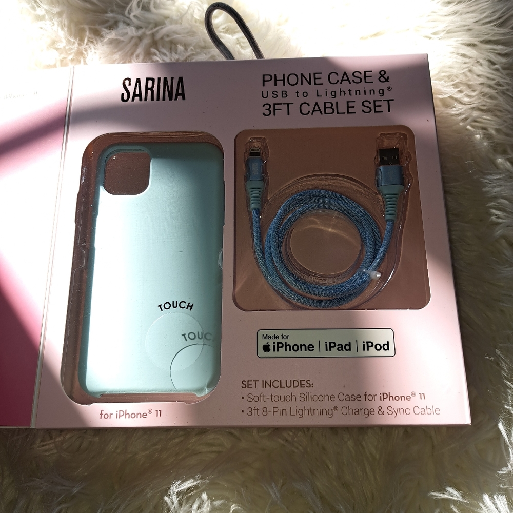 Sarina Phone Case & USB to lightning 3 ft Cable set.